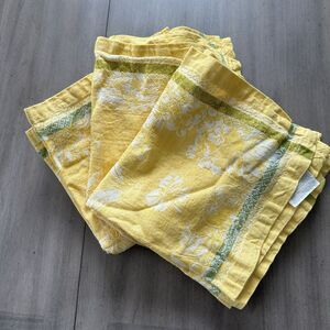 4 WILLIAMS SONOMA JACQUARD DINNER NAPKINS Harvest Yellow Blue